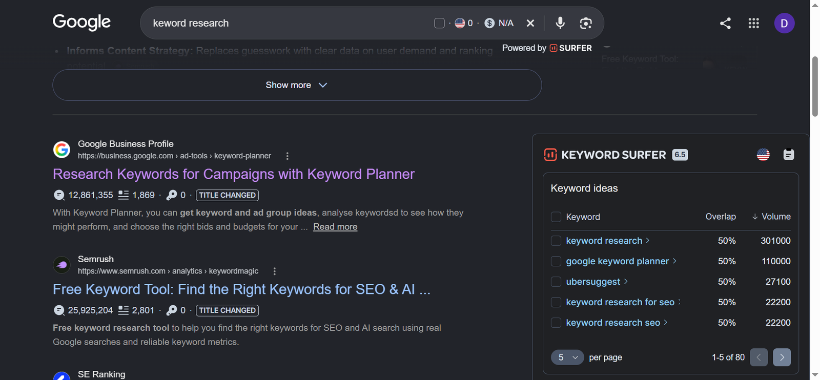 keyword surfer