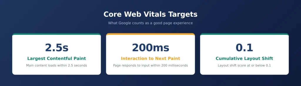 Core web vitals targets