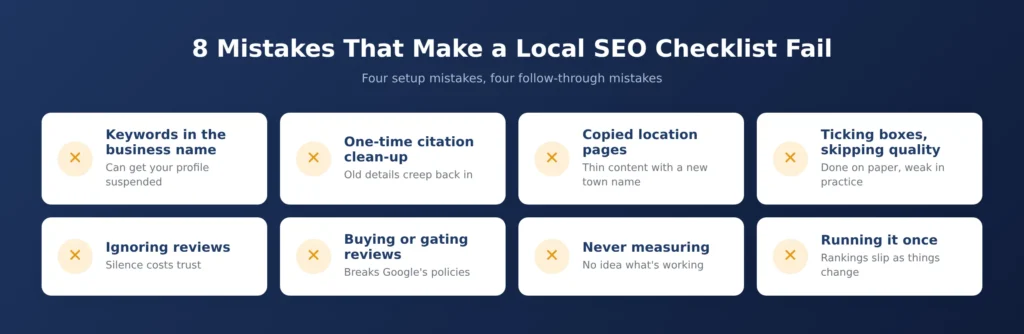 Mistakes that make the local seo checklist fail