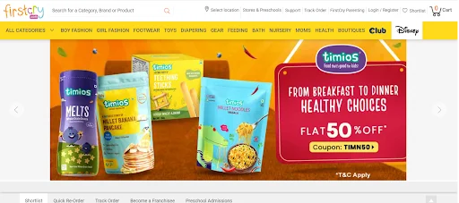 FirstCry ecommerce platform in India