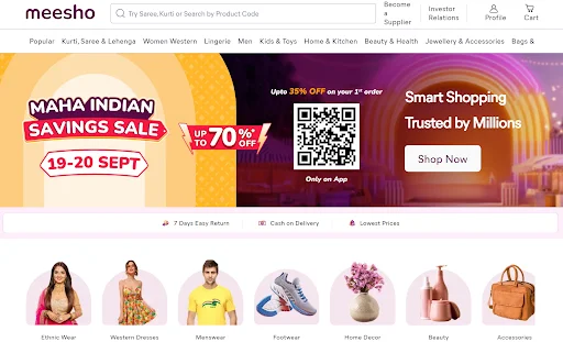 Meesho ecommerce platform in india