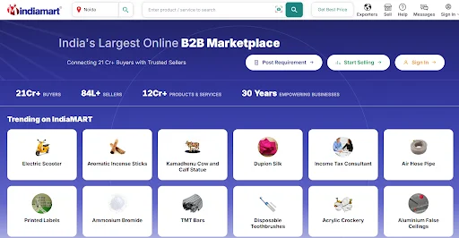 IndiaMART ecommerce platform in India